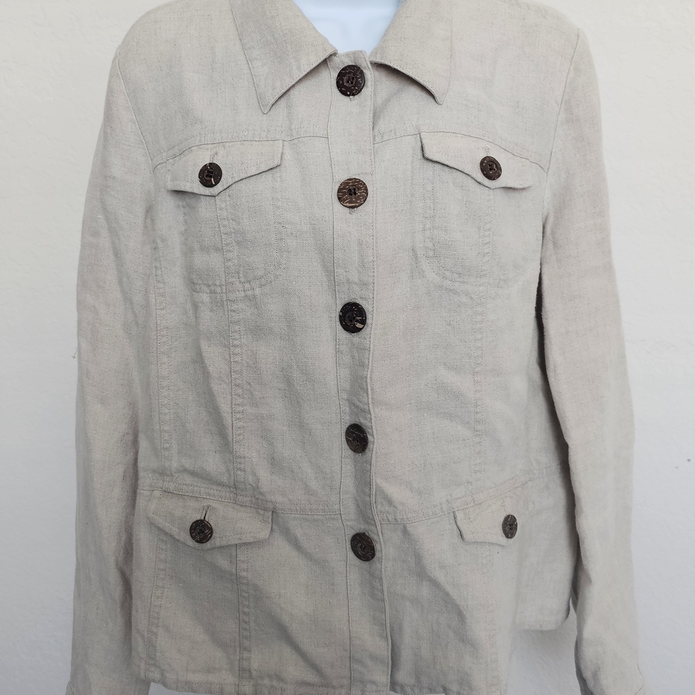 Charter Club Women’s 100% Linen Jacket Blazer – Size L Lightweight